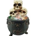 Santas Forest 89928 LED Calderon with Skulls, 12-1/2 in H, Plastic/Resin, Black, Internal Light, Indoor Sells in Quantity of 4