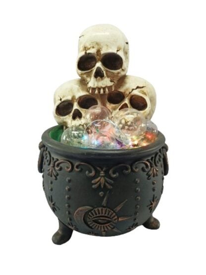 Santas Forest 89928 LED Calderon with Skulls, 12-1/2 in H, Plastic/Resin, Black, Internal Light, Indoor Sells in Quantity of 4