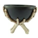 Santas Forest 89929 Skeleton Hands Holding Bowl, 7 in H, Resin, Black/White, Indoor Sells in Quantity of 8