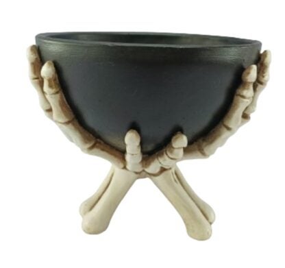 Santas Forest 89929 Skeleton Hands Holding Bowl, 7 in H, Resin, Black/White, Indoor Sells in Quantity of 8