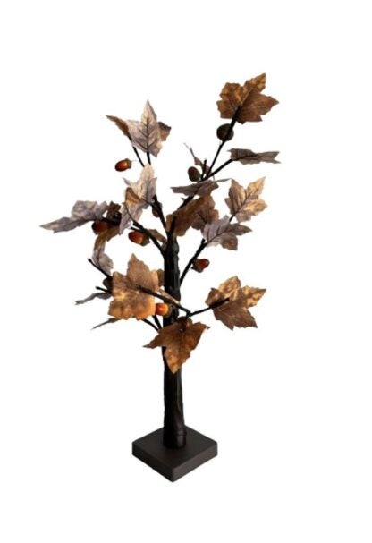 Santas Forest 19905 Maple Tree w/Acorns, 22 in H, Maple, Warm White Light Sells in Quantity of 6