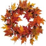 Santas Forest 37903 Decorated Harvest Wreath, 24 in, Orange/Red/Yellow Sells in Quantity of 4