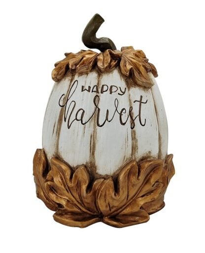 Santas Forest 89930 Happy Harvest Pumpkin, 10-1/2 in H, Resin, Gold, Indoor Sells in Quantity of 8