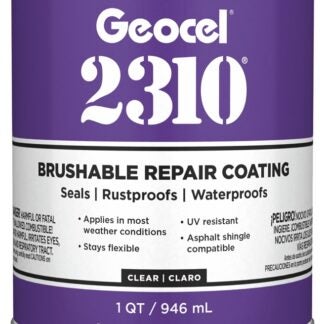 Geocel 2310 Series GC65210 Repair Coating, Liquid, Crystal Clear, 1 qt, Can Sells in Quantity of 6