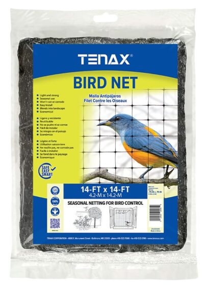 Tenax 2A220065 Plant and Pond Bird Net, 14 ft L, 14 ft W, 0.79 x 0.79 in Mesh, Polypropylene, Black