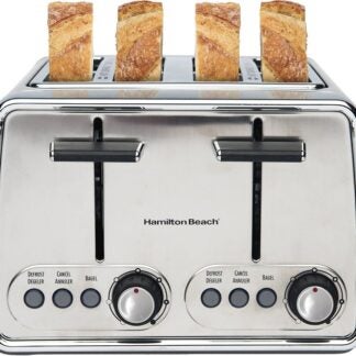 Hamilton Beach 24791C Modern Toaster, 4 -Slice, 5, Button, Dial Control, Stainless Steel, Silver