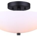 Canarm VIVY IFM1128A15BK Flush Mount Light, 120 V, 180 W, 3-Lamp, Type A Lamp, Black Fixture, Matte Fixture