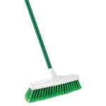 Libman 1140 Push Broom, 13 in Sweep Face, 2-1/4 in L Trim, Polymer Bristle, 54 in L, Steel Handle, White