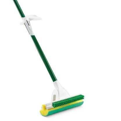 Libman Nitty Gritty 5024 Heavy-Duty Roller Mop, 51 in OAL, Microfiber Mop Head, Green Mop Head, Steel Handle