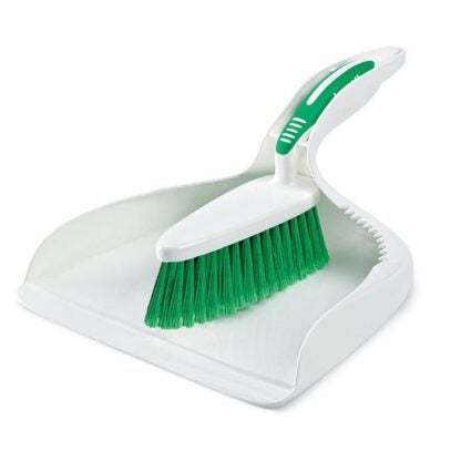 Libman 5009 Dustpan and Brush Set, Polymer/Polypropylene, Green/White