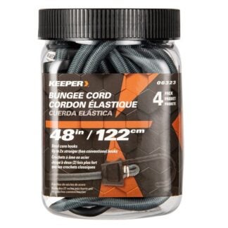 Keeper 06323 Bungee Cord, 48 in L, Rubber, Gray, Hook End