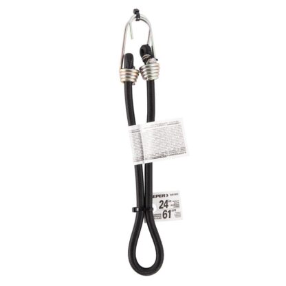 Keeper A06180Z Heavy-Duty Bungee Cord, 24 in L, Rubber, Black, Hook End