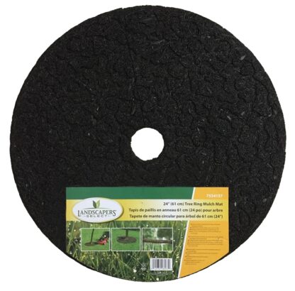 Landscapers Select M-10101-3L Mulch Mat, 24 in Dia, 1/2 in Thick, Crumb Rubber, Dark Brown Sells in Quantity of 4