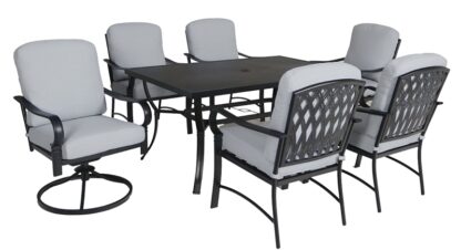 Pacific Casual LLC 226-H40-7D Sarasota Dining Set, 7-Piece, 225 lb Seating, Rectangle Table, Steel in Tabletop