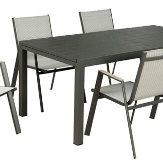 Pacific Casual LLC 224-WM0-7D-AL Key Largo Sling Dining Set, 7-Piece, 225 lb Seating, Rectangle Table, Dark Gray Table