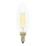 Feit Electric BPCTC40/827/LED/2 LED Lamp, Specialty, Torpedo Tip Lamp, 40 W Equivalent, E12 Lamp Base, Dimmable, Clear