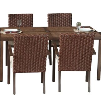 Pacific Casual LLC 223-MM19-185-7D Addison Dining Set, Woven Back, 7 Pc