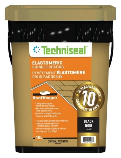 Techniseal RoofKeeper Series 140-407 Elastomeric Protective Coating, Black, 15 L