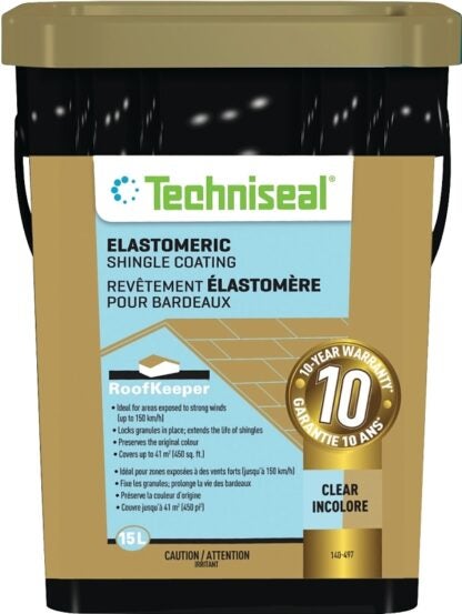 Techniseal RoofKeeper Series 140-497 Elastomeric Protective Coating, Clear, 15 L