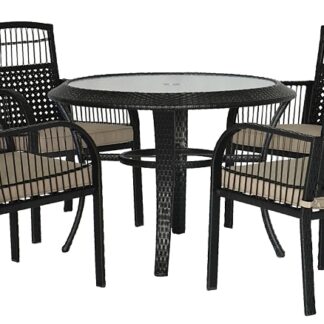 Seasonal Trends 59468 Catalonia Dining Set, 5-Piece, 110 Kg Seating, Round Table, Waved Tempered Glass Tabletop