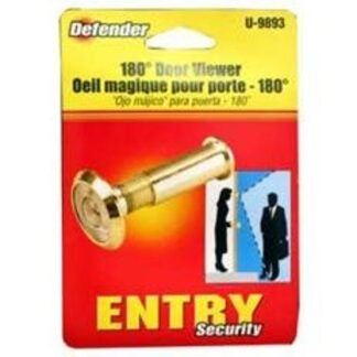 Defender Security U9893 Door Viewer, 180 deg Viewing, 1-3/8 to 2-1/8 in Thick Door, Solid Brass, Brass