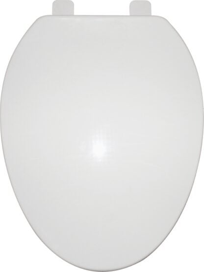 ProSource KJ-873A1-WH Toilet Seat, Elongated, Plastic, White, Plastic Hinge