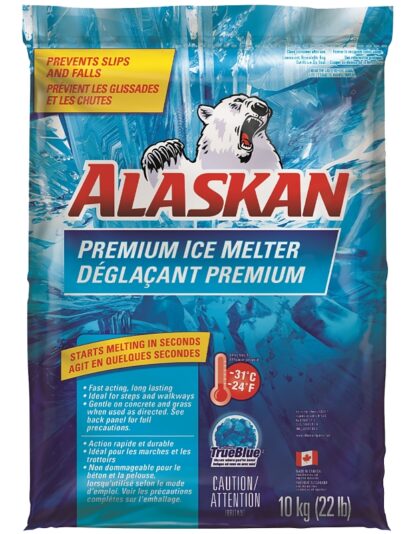 Alaskan 8403621 Premium Ice Melter, Solid, Bluish, Alkaline Odor, 10 kg, Bag