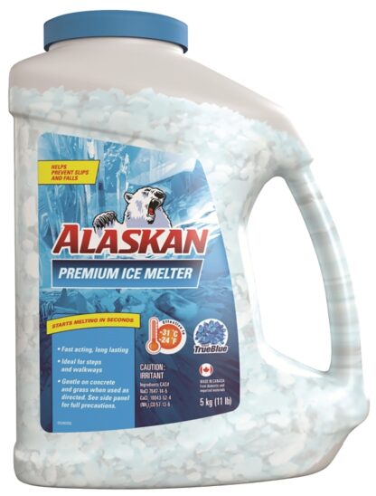 Alaskan 8403500 Premium Ice Melter, Solid, Bluish, Alkaline Odor, 5 kg, Jug Sells in Quantity of 4