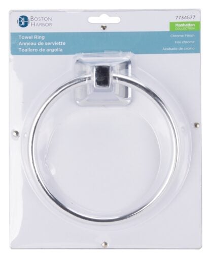 Boston Harbor CSC 8586-3L Towel Ring, 5-7/8 in Dia Ring, Wall Mounting