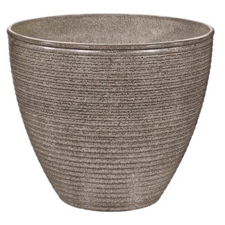 Landscapers Select PT-S005 Wave Planter, 13 in Dia, 11 in H, Round, Resin, Beige, Beige Wave Sells in Quantity of 6