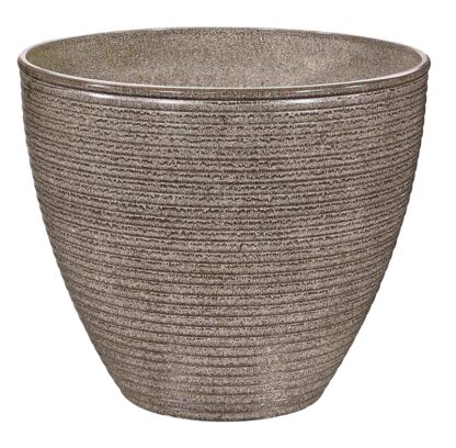 Landscapers Select PT-S005 Wave Planter, 13 in Dia, 11 in H, Round, Resin, Beige, Beige Wave Sells in Quantity of 6