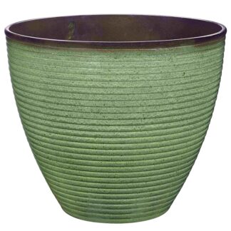 Landscapers Select PT-S006 Wave Planter, 15 in Dia, 12-1/2 in H, Round, Resin, Green, Green Wave Sells in Quantity of 6