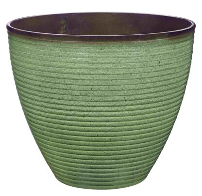 Landscapers Select PT-S006 Wave Planter, 15 in Dia, 12-1/2 in H, Round, Resin, Green, Green Wave Sells in Quantity of 6