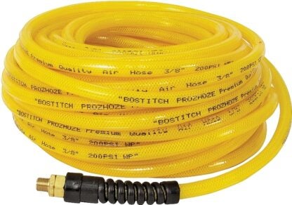 Bostitch PRO-38100 Air Hose, 3/8 in OD, 100 ft L, MNPT, 300 psi Pressure, Polyurethane, Yellow