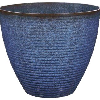 Landscapers Select PT-S007 Wave Planter, 18 in Dia, 15 in H, Round, Resin, Blue, Blue Wave Sells in Quantity of 6