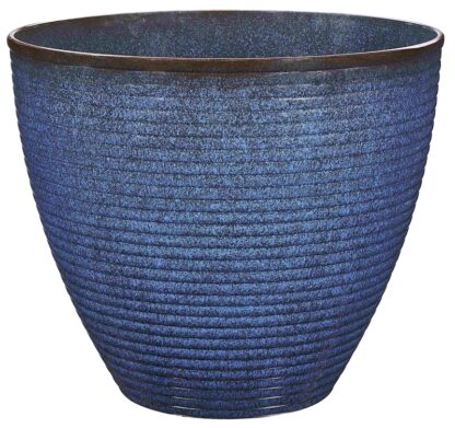 Landscapers Select PT-S007 Wave Planter, 18 in Dia, 15 in H, Round, Resin, Blue, Blue Wave Sells in Quantity of 6