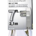 PowerZone OR920607 Extension Cord, 16 AWG Cable, 7 ft L, 125 V, White