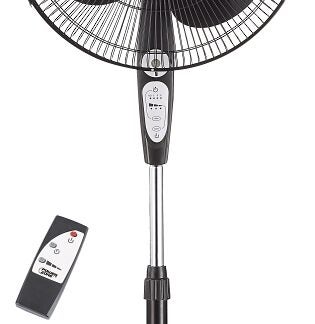 PowerZone SP2-18ARY Stand Fan, 120 V, 0.54 A, 90 deg Sweep, 18 in Dia Blade, 3-Blade, Plastic Blade, Black