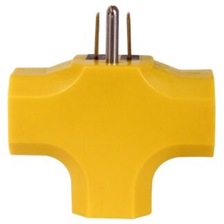 PowerZone ORAD0200 Outlet Tap, 125 V, 3-Outlet, Yellow