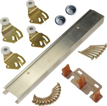 Johnson Hardware 2200482D By-Pass Door Hardware Set, 47 in L Track, For: 50 lb Sliding Doors