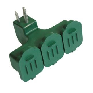 PowerZone ORAD25001 Power Block Adapter, 125 V, 3-Outlet, NEMA: NEMA 5-15P, Green