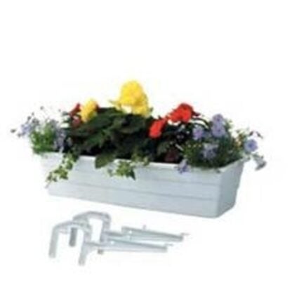 DCN 2710/6 Balcony Planter, 6-1/2 in H, 8-1/2 in W, 31-3/4 in D, Classic Design, Plastic, White Sells in Quantity of 6