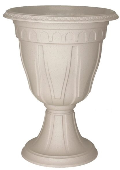 DCN 1420-30 Planter, 15-1/4 in Dia, 20-1/4 in H, Classic, Embossed Design, Resin, Granite, Textured Sells in Quantity of 6