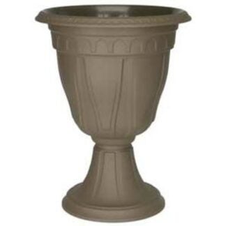 DCN 1420-14 Classic Patio Planter, 15-1/4 in H, 20-1/4 in D, Round, Embossed Design, TPR, Cappuccino, Textured Sells in Quantity of 6