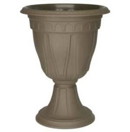 DCN 1420-14 Classic Patio Planter, 15-1/4 in H, 20-1/4 in D, Round, Embossed Design, TPR, Cappuccino, Textured Sells in Quantity of 6