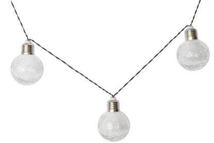 Boston Harbor 27101 Solar Crackle Glass Ball String Light, Ni-MH Battery, AA Battery, 10-Lamp, LED Lamp, Clear