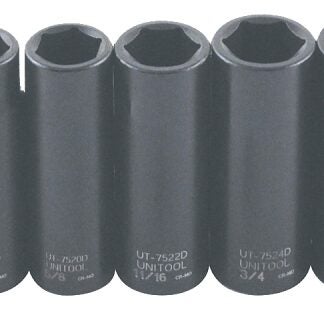 Unitool UT1508D Socket Set, Metal, Specifications: 6-Point, 1/2 in Drive