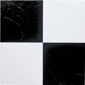 ProSource ELE-1305-3L Vinyl Self-Adhesive Floor Tile, 12 in L Tile, 12 in W Tile, Square Edge, Black/White