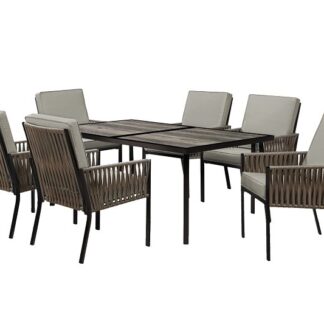 Seasonal Trends SHKVS636B Dining Set, 7-Piece, 6 Seating, Rectangular Table, Laminated Tabletop, Woodgrain Table