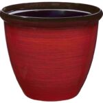 Landscapers Select PT-S020 Planter, 15 in Dia, 12-1/2 in H, Round, Resin, Red Brushed Finish, Red Brushed Sells in Quantity of 6